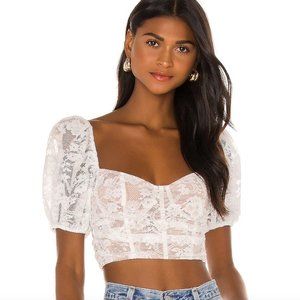 NWT For Love and Lemons Rosalie lace crop top L
